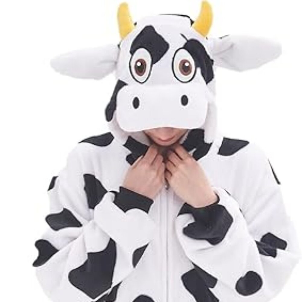 Newcosplay Unisex Adult Sleepwear Costume Onesie - Cow - Medium